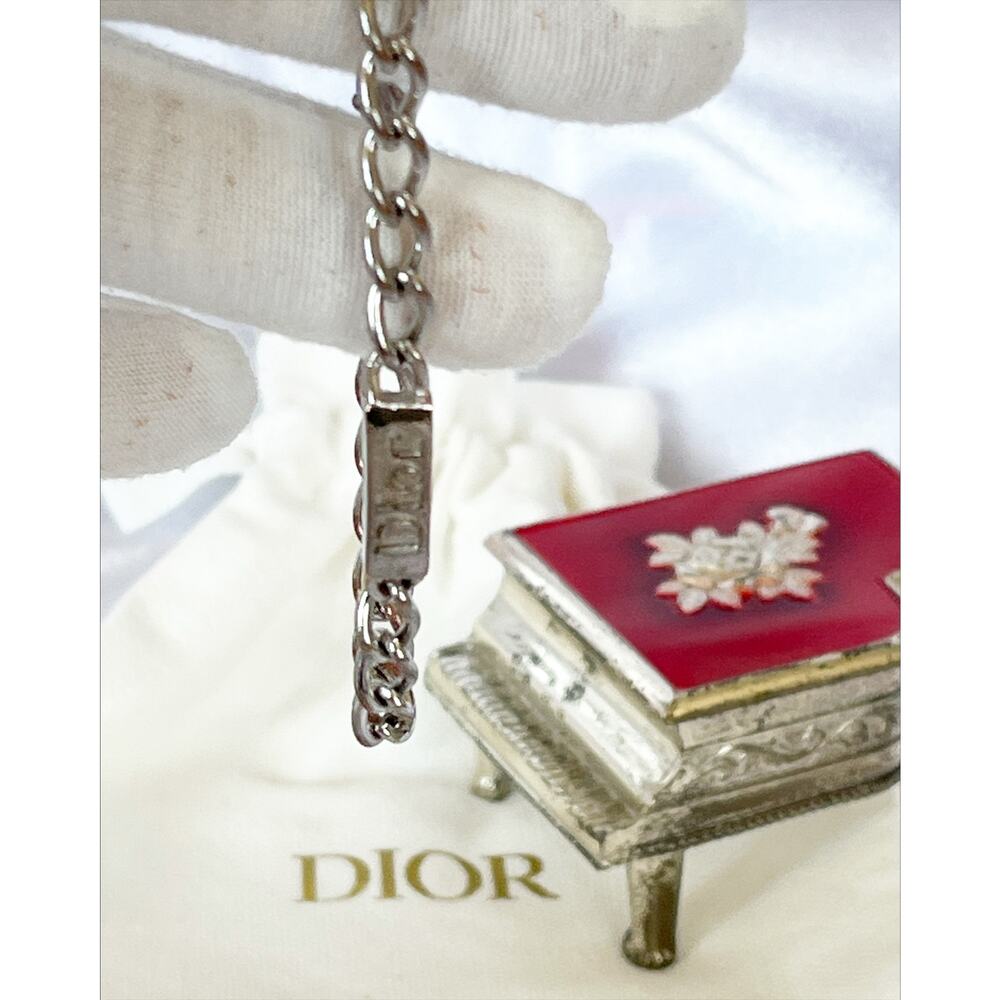 CHRISTIAN DIOR ID Bracelet Vintage SilverPlated Curb Chain Rectangular Dior Logo - Picture 9 of 10